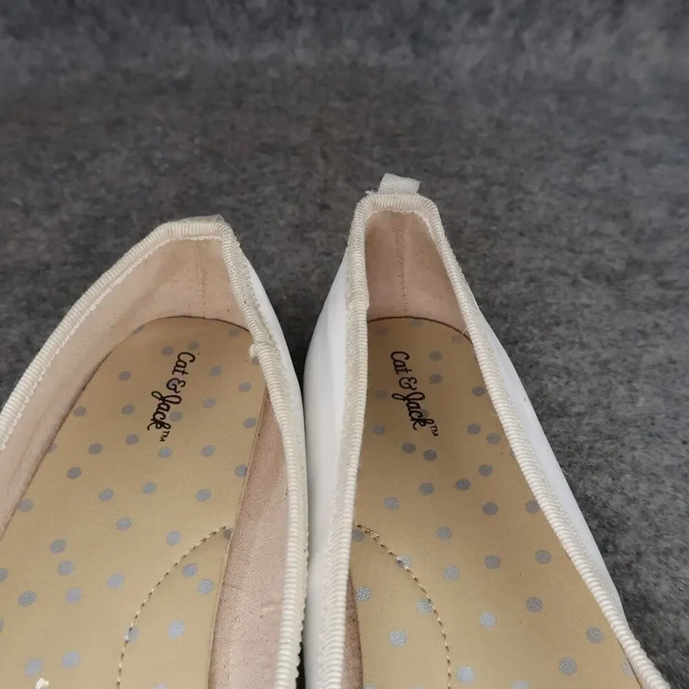 Cat & Jack Shoes Kids 4 Ballet Flats Slip On White Bow Classic Girls Fashion